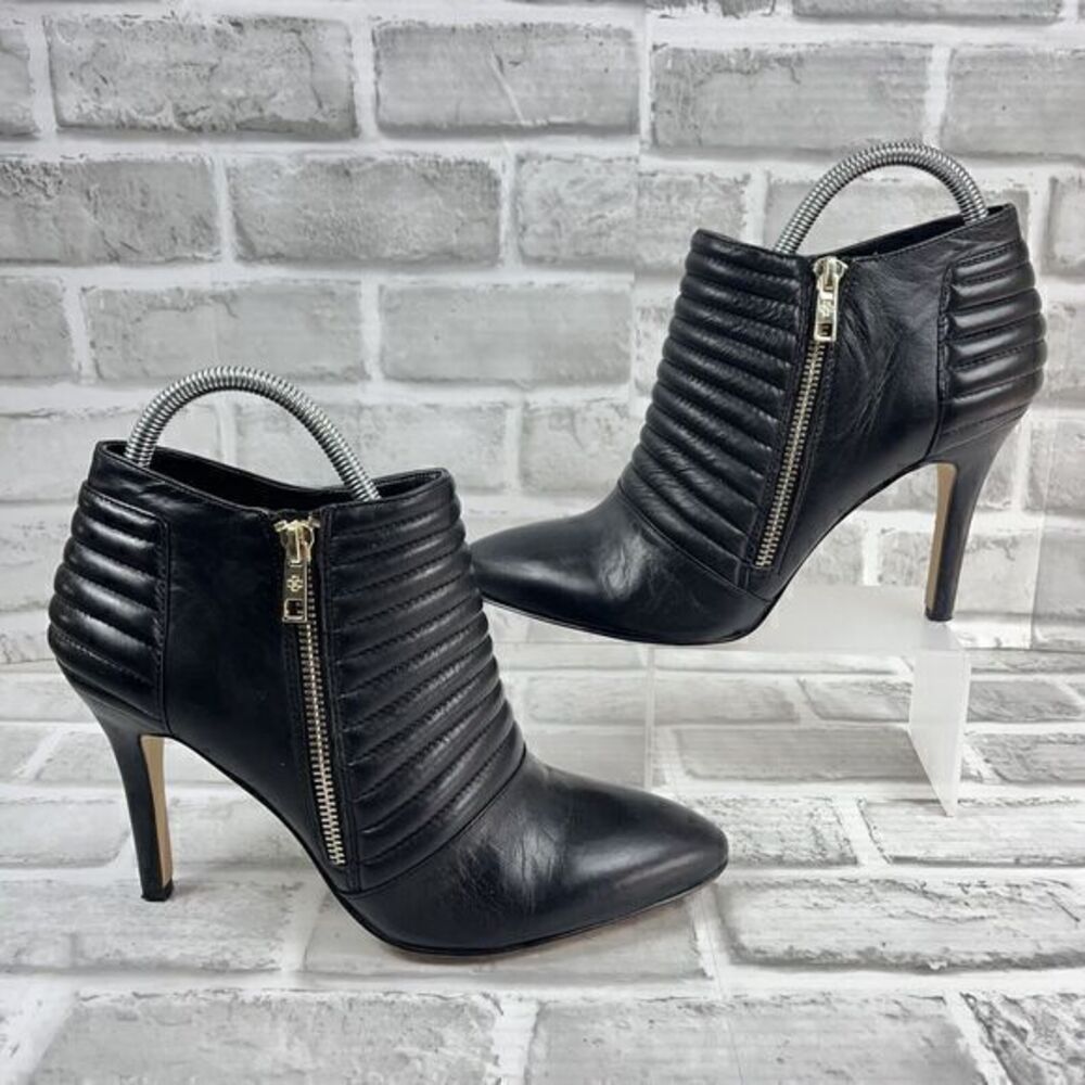 Ann Taylor Livia Women's Size 9 Black Leather Side Zip Ankle Bootie